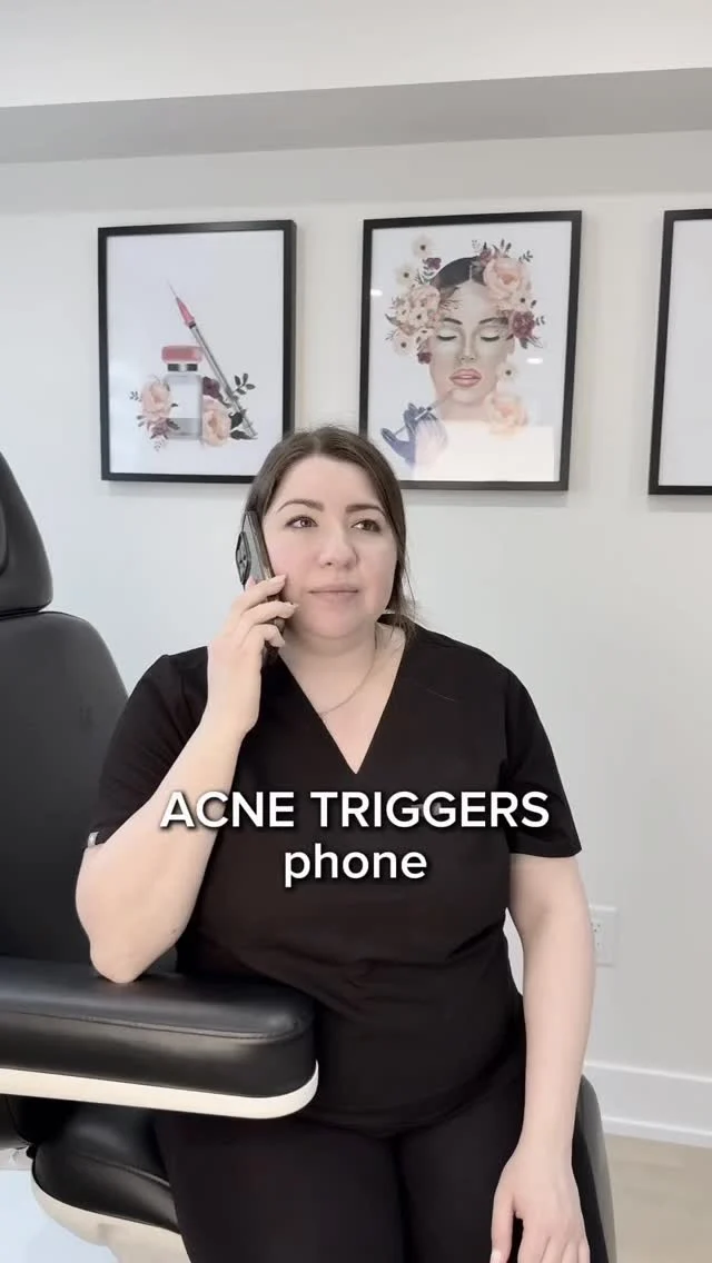 June is Acne Awareness Month While hormones, diet, and skincare products get a lot of attention, everyday habits like touching your face, using dirty makeup brushes, or putting your phone to your skin can silently sabotage your skin health. Here’s a breakdown of those specific triggers: 🔁 1. Using Dirty Makeup Brushes or Sponges - Makeup tools collect oil, dead skin cells, bacteria, and old product—a perfect recipe for clogged pores and breakouts. What to do: - Clean brushes weekly with a gentle cleanser or brush-specific shampoo. - Let them air dry fully before use to prevent mildew. - Replace sponges every 1–3 months, depending on usage. ✋ 2. Touching Your Face Often - Our hands carry bacteria, oil, and dirt from everything we touch. Touching your face transfers these to your skin, increasing acne risk. What to do: - Be conscious of habits like resting your chin on your hand or rubbing your forehead. - Wash hands frequently and keep hand sanitizer nearby if you’re out. 📱 3. Putting Your Phone to Your Face - Phones collect bacteria from your fingers, pockets, and surfaces. When pressed against your face, especially during long calls, they trap heat, sweat, and bacteria against your skin. What to do: - Use speakerphone or headphones when possible. - Wipe your phone screen daily with an alcohol-based wipe or screen-safe disinfectant. Contact today for your complementary consultation or to book an appointment 💫💖 📍Bradford, ON 📧info@aestheticideology.com 🛜www.aestheticideology.com 📲(416)-400-9867 .⁣ .⁣ .⁣ .⁣ .⁣ Disclaimer: The information provided in the post is for educational purposes only. Please have a consultation with a qualified professional such as a nurse or a doctor for personalized advice and/or treatment. #cleanyourbrushes #acneawarenessmonth #skincaretipsforyou #bradfordclinic #acneprevention #healthyskinhabits #estheticianadvice #beautystartsinside #torontonurseinjector #nurseinjectors